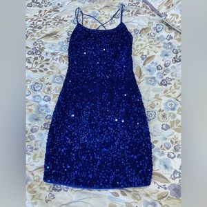 Blue sparkly bodycon dress